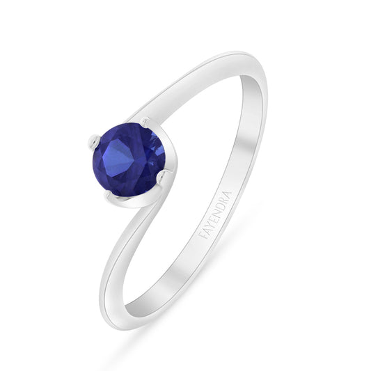 Sterling Silver 925 Ring Rhodium Plated Embedded With Sapphire Corundum