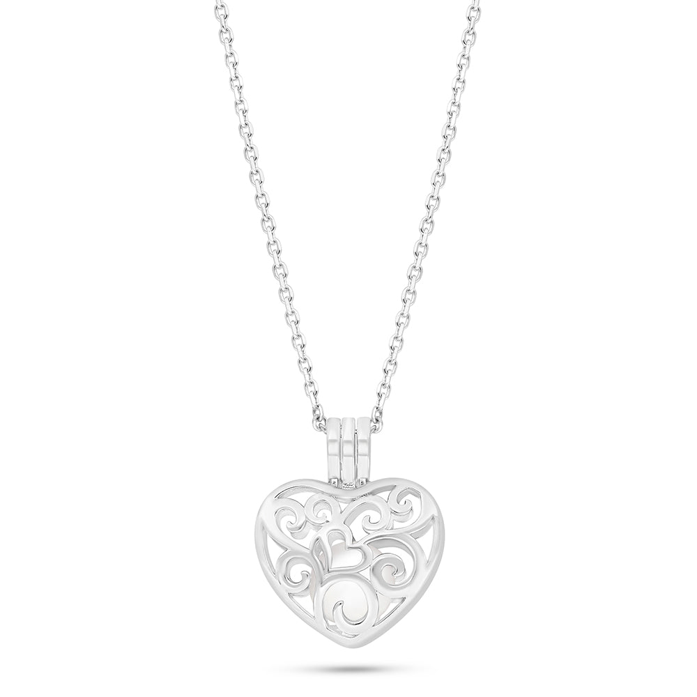 Sterling Silver 925 Necklace Rhodium Plated Embedded With Natural White Pearl