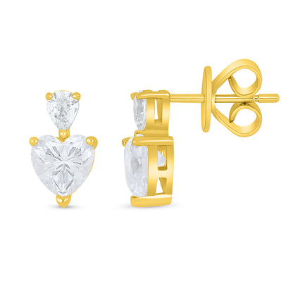 Sterling Silver 925 Earring Golden Plated Embedded With White Zircon
