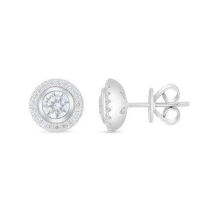 Sterling Silver 925 Earring Rhodium Plated Embedded With White Zircon