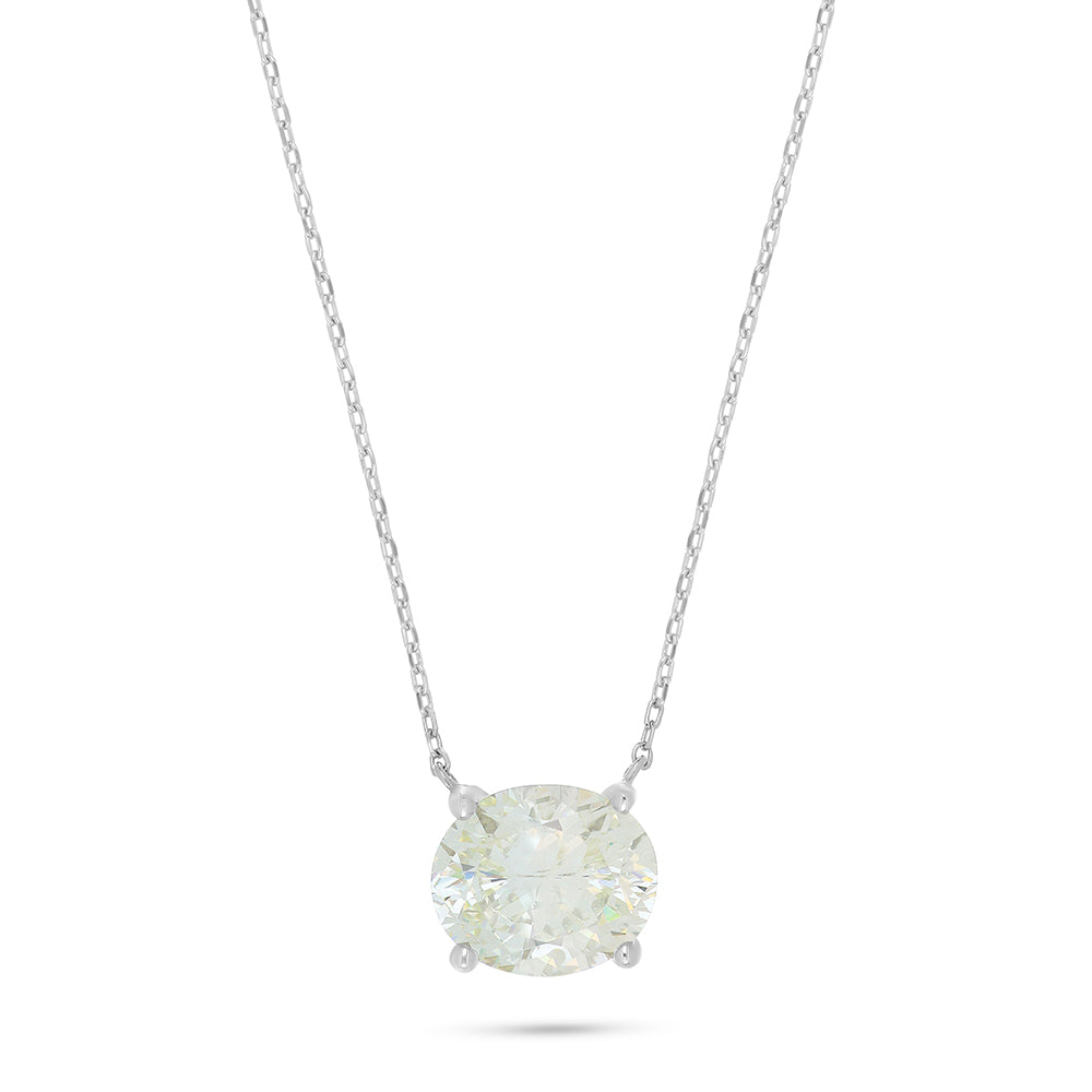 عقد من الفضة الخالصة عيار 925 مطلي روديوم مرصع بالزركون الكناري الالماسي و فص ابيض