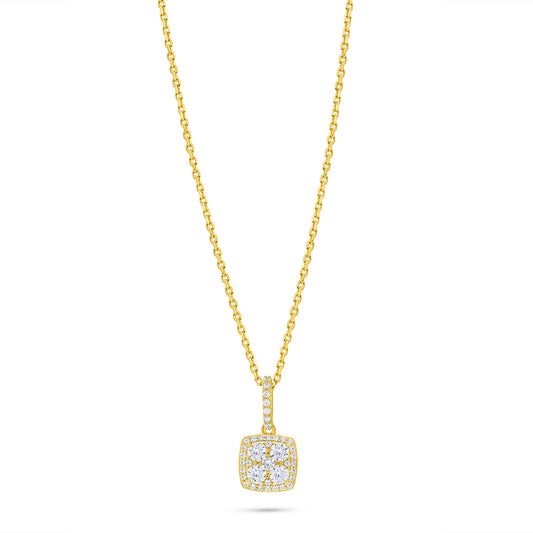 Sterling Silver 925 Necklace Golden Plated Embedded With White Zircon