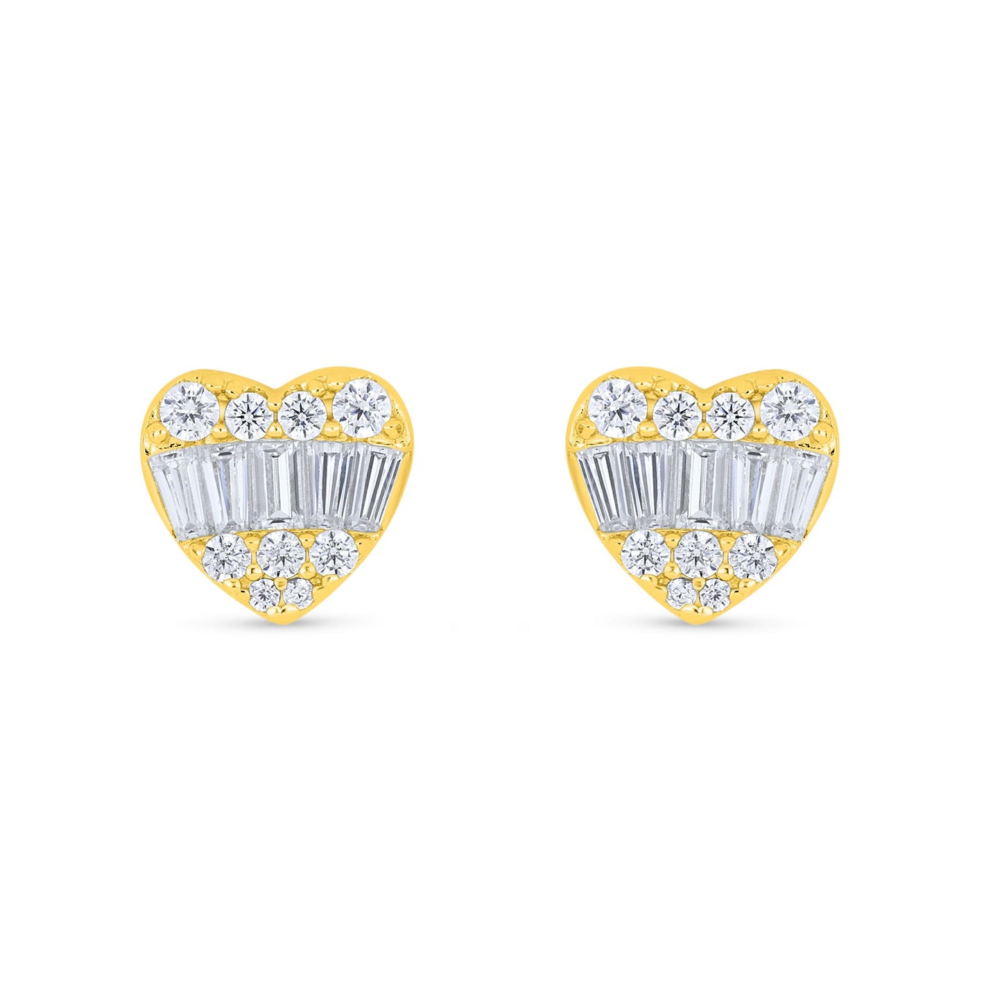 Sterling Silver 925 Earring Golden Plated Embedded With White Zircon