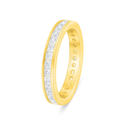 خاتم من الفضة الخالصة عيار 925 مطلي ذهبي مرصع فص ابيض