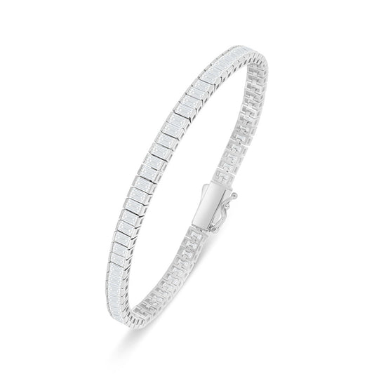 Sterling Silver 925 Bracelet Rhodium Plated Embedded With White Zircon