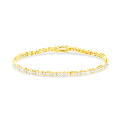 Sterling Silver 925 Bracelet Golden Plated Embedded With White Zircon