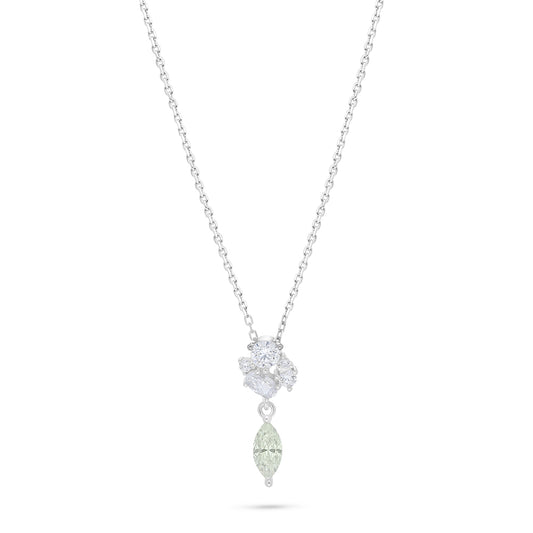 Sterling Silver 925 Necklace Rhodium Plated Embedded With Diamond Zircon And White Zircon