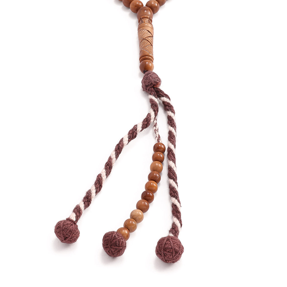 Kuk Rosary 100 Round Beads 7 mm African Style Wool Tassel With Two Counters