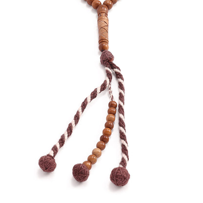 Kuk Rosary 100 Round Beads 7 mm African Style Wool Tassel With Two Counters