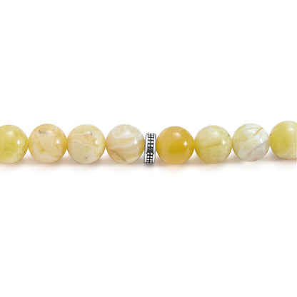 Rosary 45 Yellow Opal Bead 8 mm With Stainless Steel 316L Set Silver And Black Plated