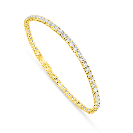 Sterling Silver 925 Bracelet Golden Plated Embedded With White Zircon