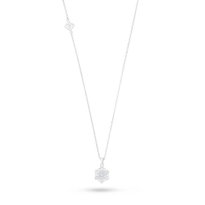 Sterling Silver 925 Necklace Rhodium Plated Embedded With White Zircon