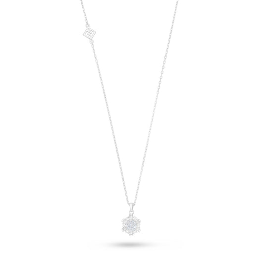 Sterling Silver 925 Necklace Rhodium Plated Embedded With White Zircon