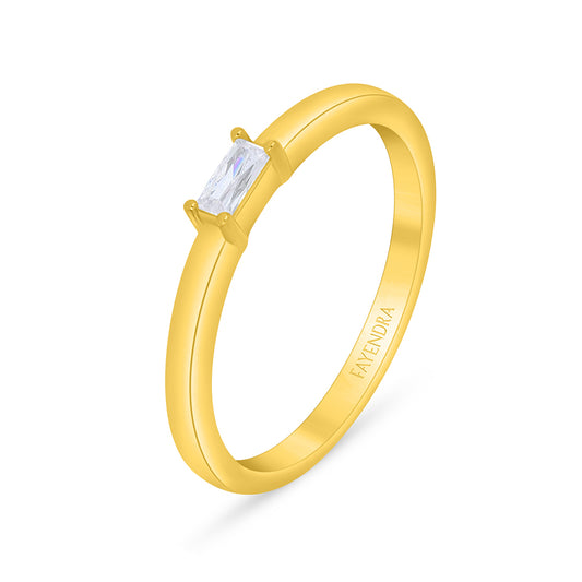 خاتم من الفضة الخالصة عيار 925 مطلي ذهبي مرصع فص ابيض