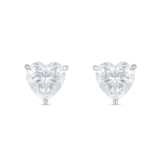 Sterling Silver 925 Earring Rhodium Plated Embedded With White Zircon