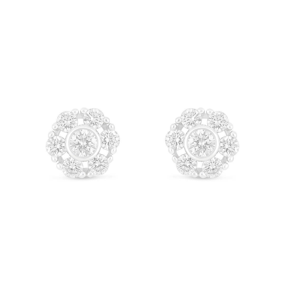 Sterling Silver 925 Earring Rhodium Plated Embedded With White Zircon