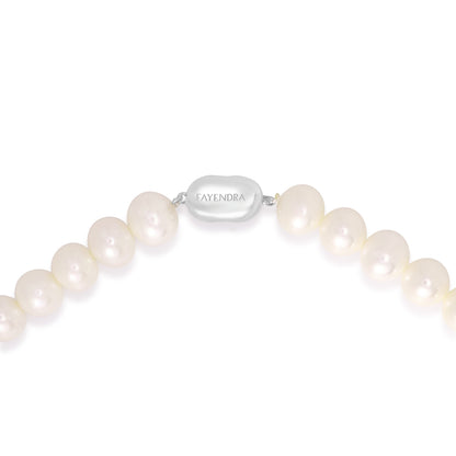 Necklace Of Natural White Pearl Round Beads 5-6 mm Round Beads With Stainless Steel 316L clasp
