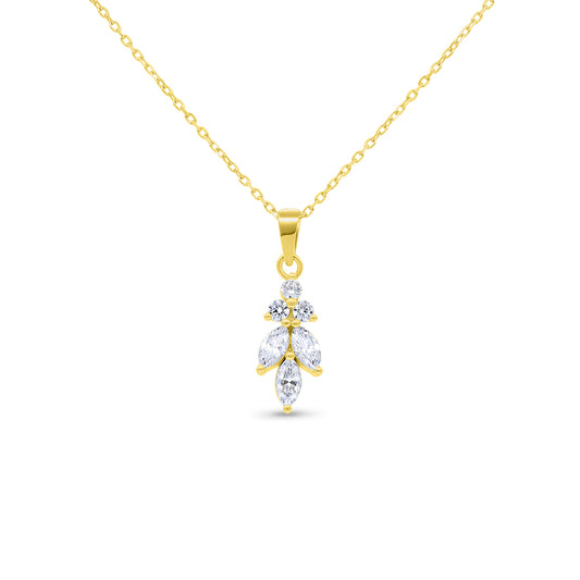 Sterling Silver 925 Necklace Gold Plated Embedded With White Zircon