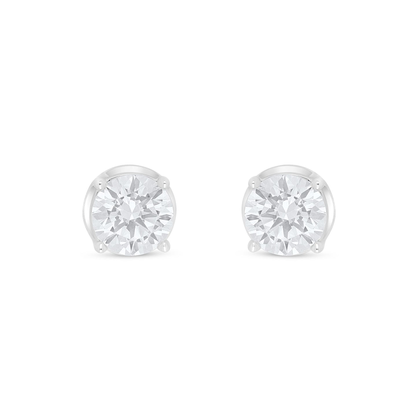 Sterling Silver 925 Earring Rhodium Plated Embedded With White Zircon