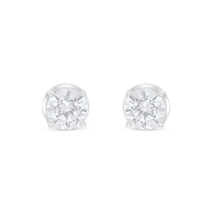 Sterling Silver 925 Earring Rhodium Plated Embedded With White Zircon