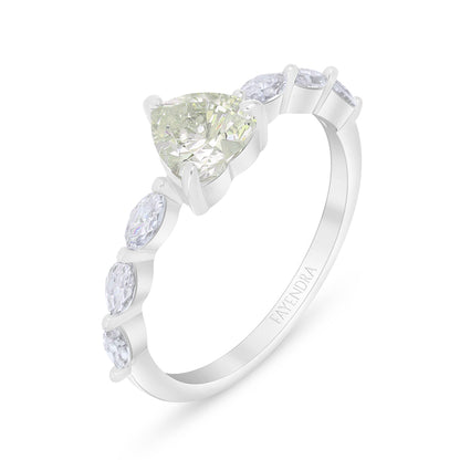 Sterling Silver 925 Ring Rhodium Plated Embedded With Diamond Zircon And White Zircon