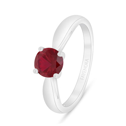 Sterling Silver 925 Ring Rhodium Plated Embedded With Ruby Corundum
