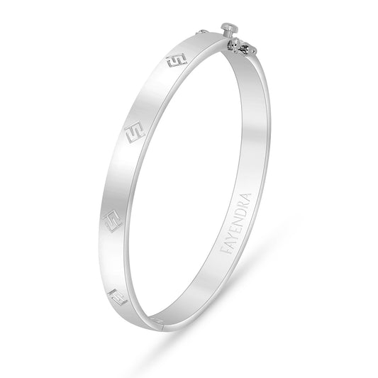 Sterling Silver 925 Bangle Rhodium Plated (LOGO)
