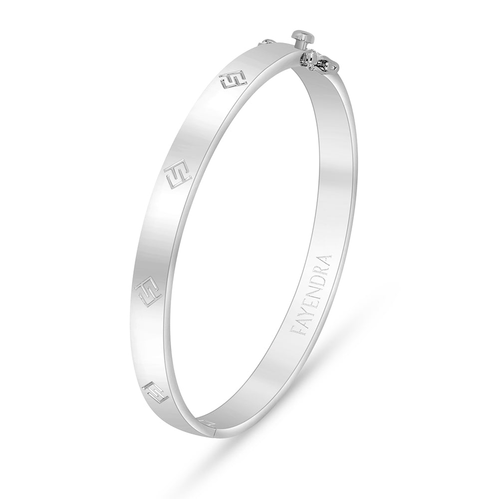 Sterling Silver 925 Bangle Rhodium Plated (LOGO)