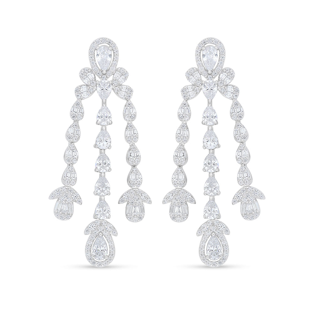 Sterling Silver 925 Set Rhodium Plated Embedded With White Zircon