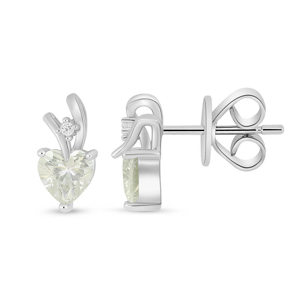 Sterling Silver 925 Earring Rhodium Plated Embedded With Diamond Zircon And White Zircon