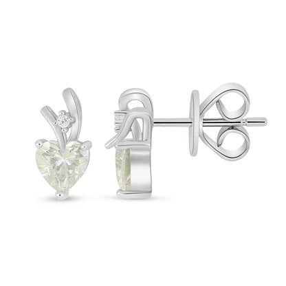 Sterling Silver 925 Earring Rhodium Plated Embedded With Diamond Zircon And White Zircon