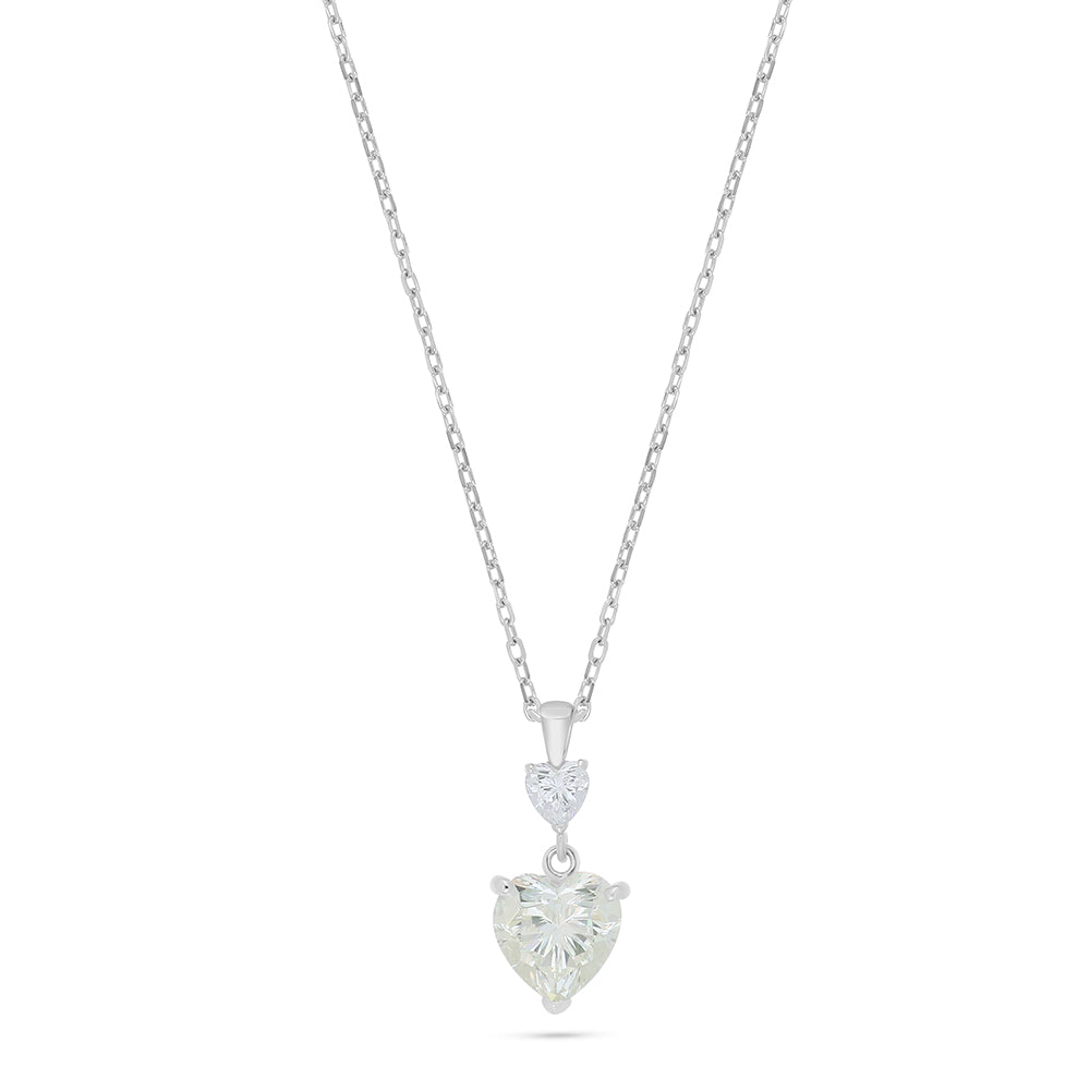 Sterling Silver 925 Necklace Rhodium Plated Embedded With Diamond Zircon And White Zircon