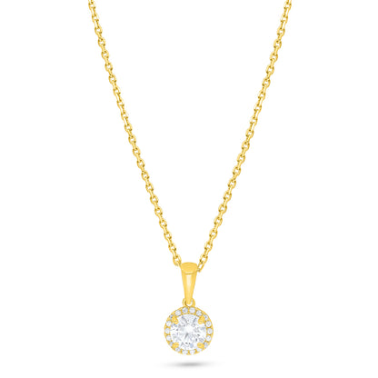 Sterling Silver 925 Necklace Golden Plated Embedded With White Zircon