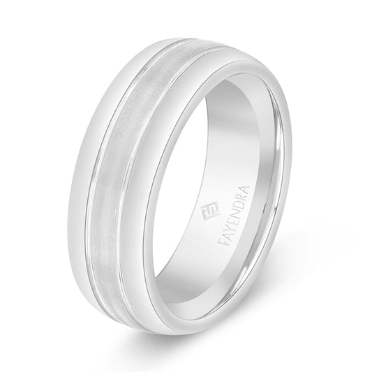 Tungsten Carbide Wedding Ring Rhodium Plated For Men