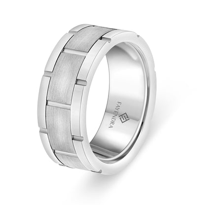 Tungsten Carbide Wedding Ring Rhodium Plated For Men