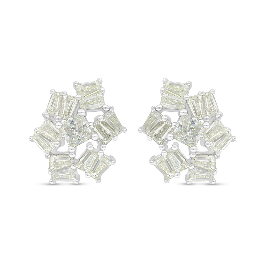 Sterling Silver 925 Earring Rhodium Plated Embedded With Yellow Diamond