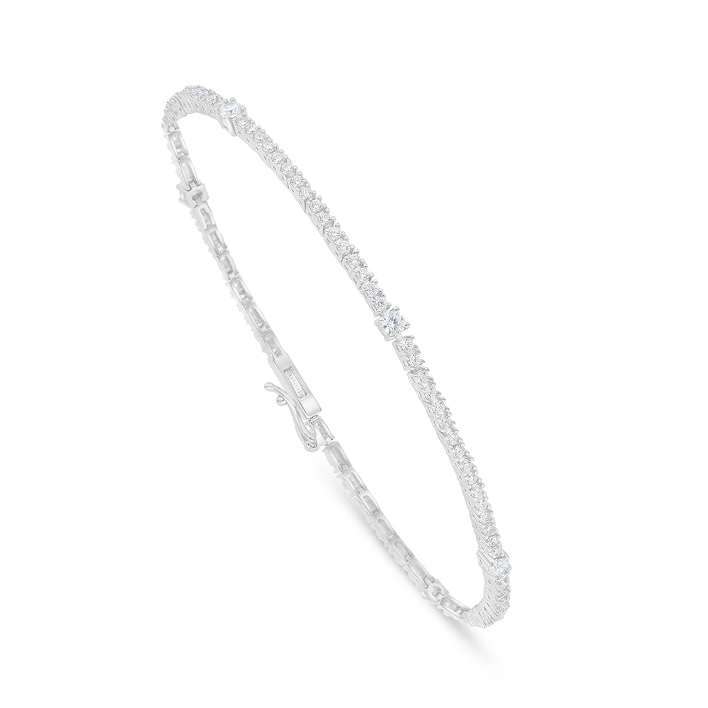 اسورة من الفضة الخالصة عيار 925 مطلية روديوم مرصعة فص ابيض