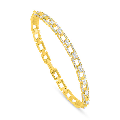 اسورة من الفضة الخالصة عيار 925 مطلية ذهبي مرصعة فص ابيض