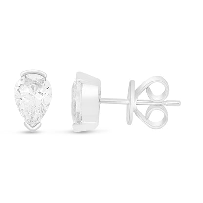 Sterling Silver 925 Earring Rhodium Plated Embedded With White Zircon