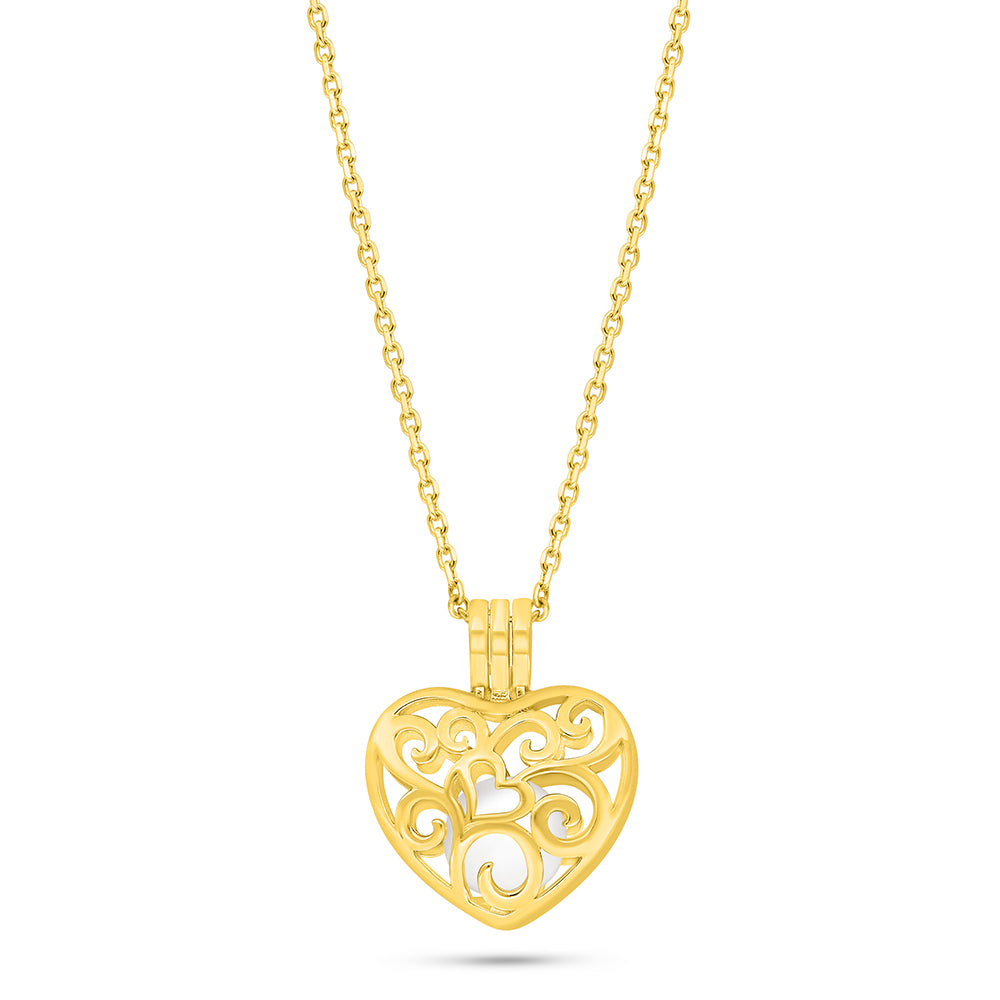 Sterling Silver 925 Necklace Golden Plated Embedded With Natural White Pearl