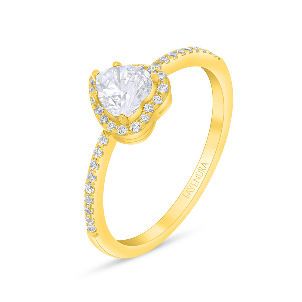 خاتم من الفضة الخالصة عيار 925 مطلي ذهبي مرصع فص ابيض