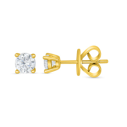 Sterling Silver 925 Earring Golden Plated Embedded With White Zircon