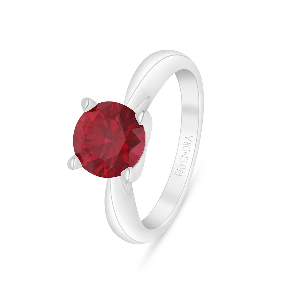 Sterling Silver 925 Ring Rhodium Plated Embedded With Ruby Corundum