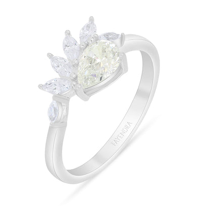 Sterling Silver 925 Ring Rhodium Plated Embedded With Diamond Zircon And White Zircon