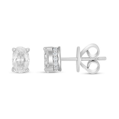 Sterling Silver 925 Earring Rhodium Plated Embedded With White Zircon