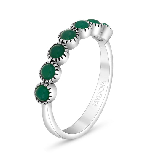 Sterling Silver 925 Ring Embedded With Natural Green Agate