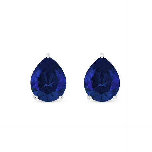 Sterling Silver 925 Earring Rhodium Plated Embedded With Sapphire Corundum