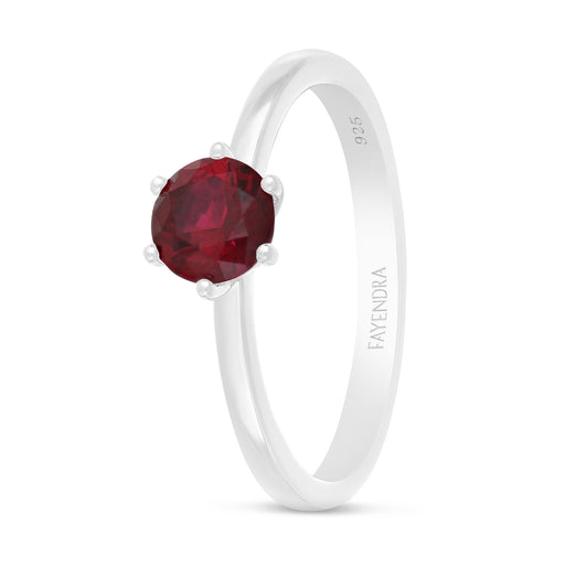 Sterling Silver 925 Ring Rhodium Plated Embedded With Ruby Corundum