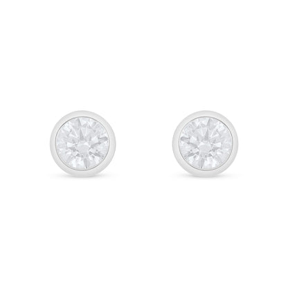 Sterling Silver 925 Earring Rhodium Plated Embedded With White Zircon