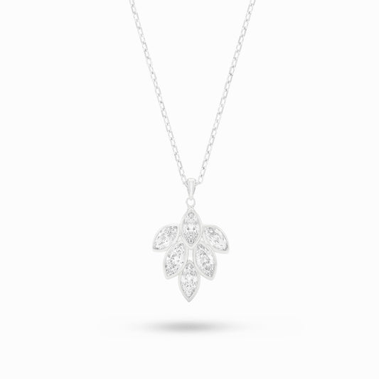 Sterling Silver 925 Necklace Rhodium Plated Embedded With White Zircon